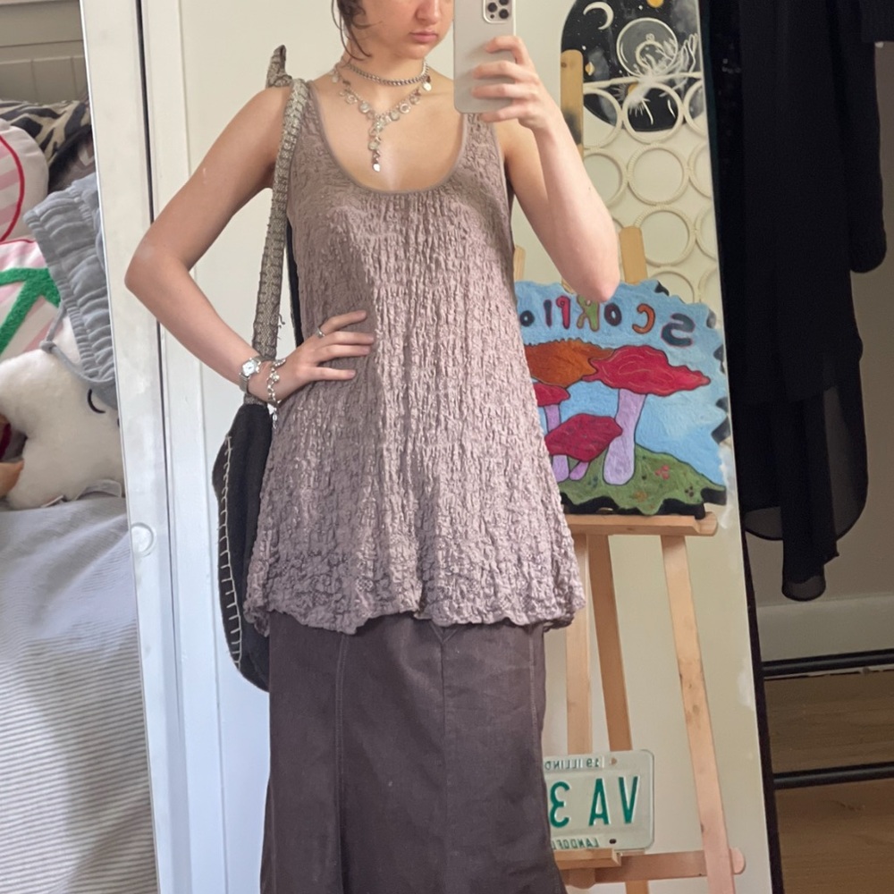 Textured Brown Lace Sleeveless Top / Dress